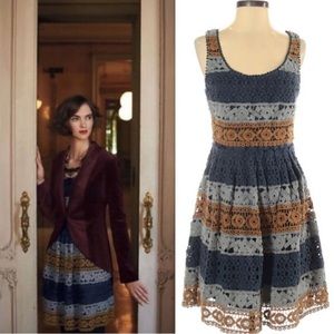 Maeve Colorblock Lace Fit & Flare Floral Cutout Mini Dress Sz 4